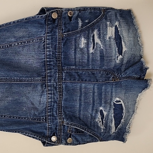 American Eagle Outfitters Tomgirl Shortall Distressed Bib Overalls Shorts Size M - Picture 5 of 16